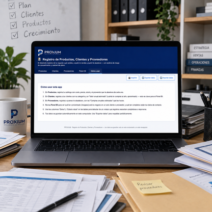 Registro de Productos, Clientes y Proveedores